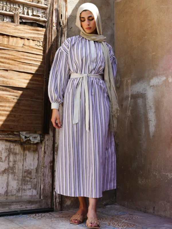 Jamila Dress in Purple Striped