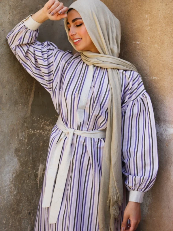Jamila Dress in Purple Striped