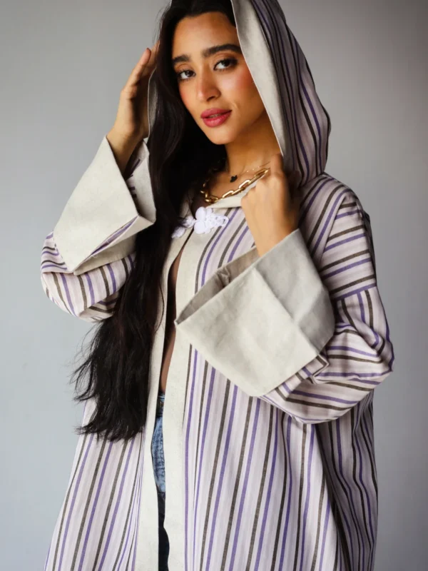Casablanca Kaftan in Purple Striped